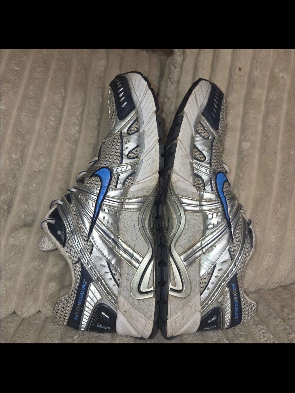 Nike Air Zoom Equalon 2 Cushlon ST Running Shoes Metallic Silver Blue Size 9.5 - Picture 5 of 10